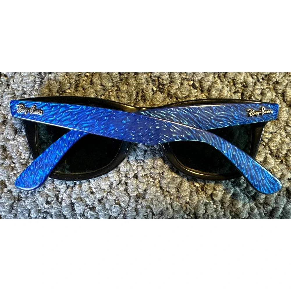 B&L RAY-BAN L1723 VOAS BLUE PEARLIZED TRIM/BLACK G15 CRYSTAL WAYFARER SUNGLASSES